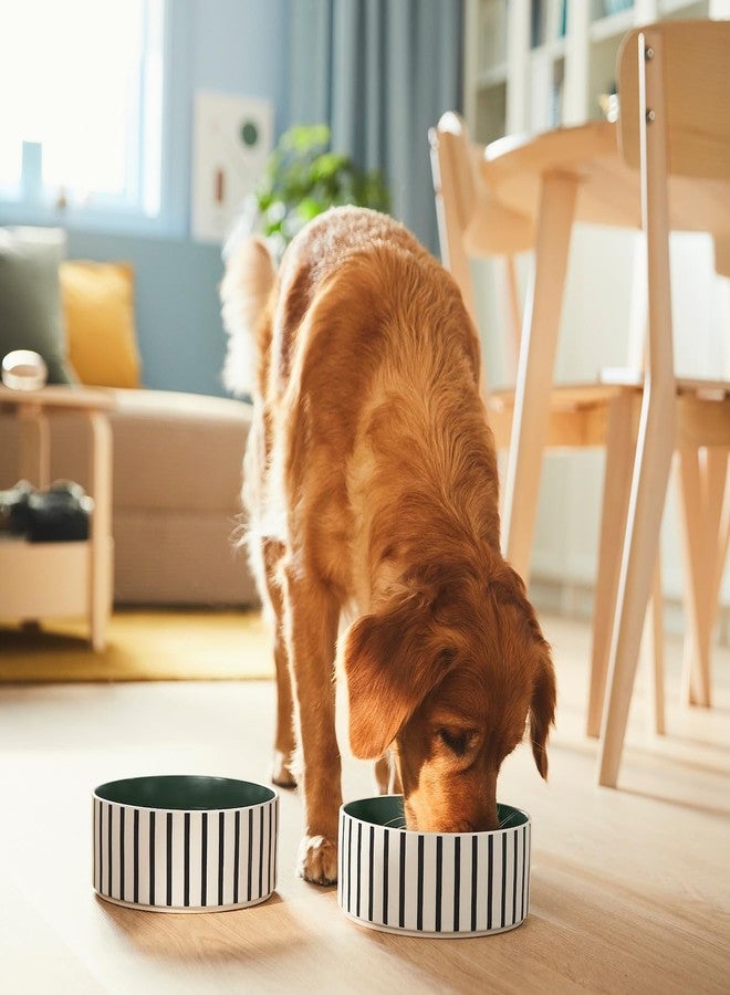 BS Case Ikeaa UTSÅDD Pet Bowls, Stoneware, Striped Black-Blue/Grey-Green Pattern, 19 cm (7.5 inches), Set of 2, Dishwasher-Safe - Image 3